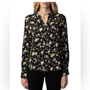 Zadig & Voltaire Twina Soft Crinkle Floral Roses Shirt size XS